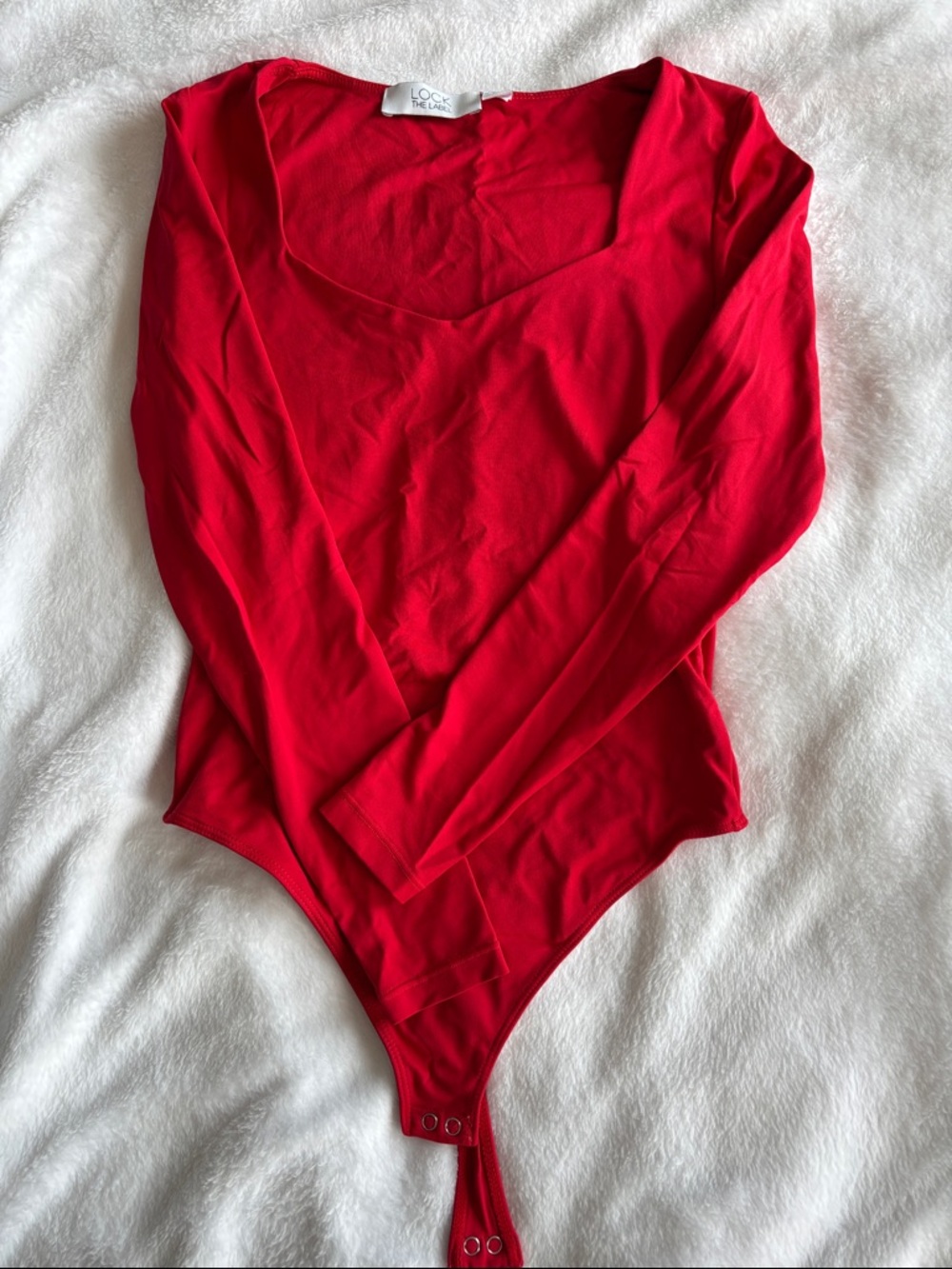 Red Long-Sleeve Scoop-Neck Bodysuit